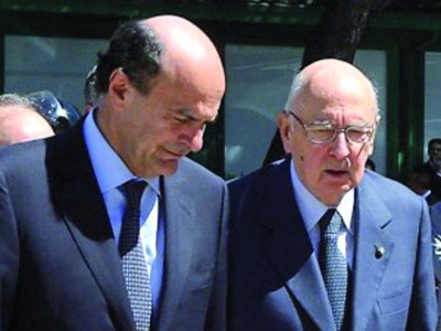 Da sinistra: Pier Luigi Bersani e Giorgio Napolitano