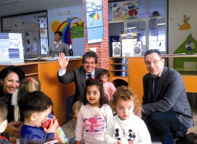 Il sindaco Enzo Bianco e l'assessore Fiorentino Trojano all'inaugurazione di un asilo nido